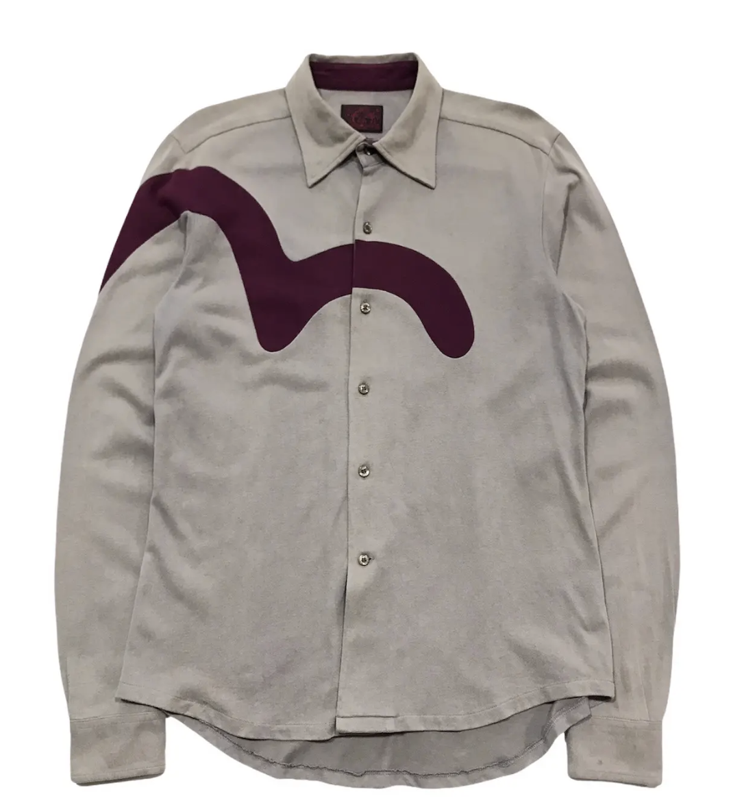 Evisu Daicock Shirt Burgundy White Size XL