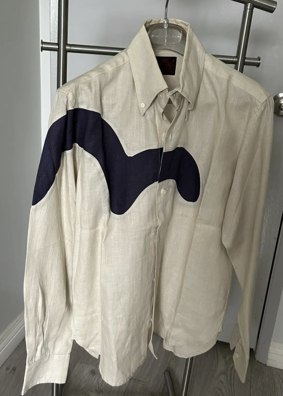 Rare Evisu Blue Swoosh Dress Shirt XL