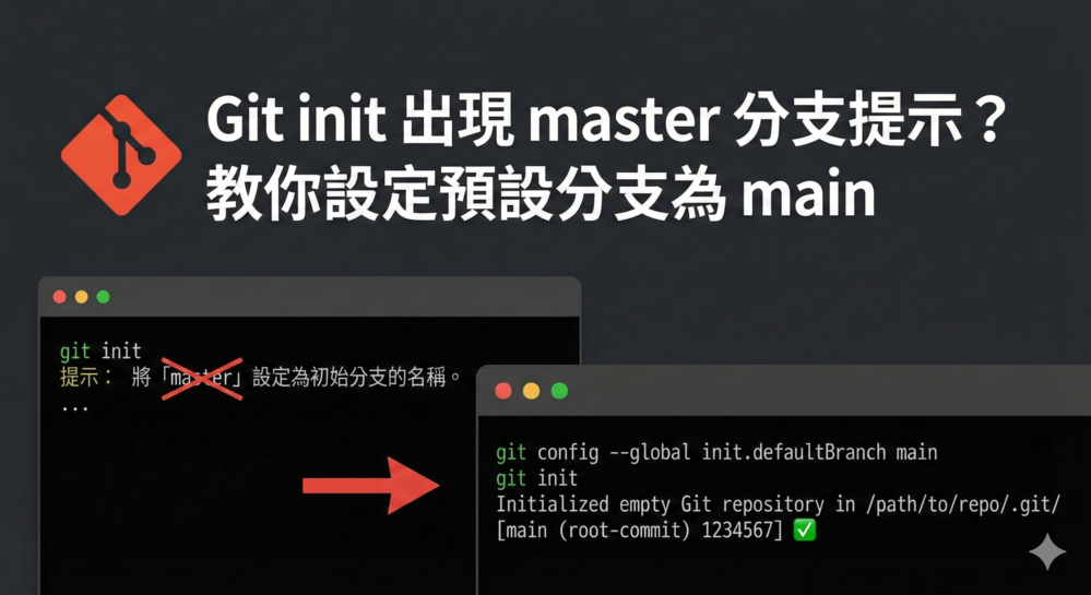 Git init 出現 master 分支提示？教你設定預設分支為 main