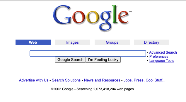Google 早期首頁（圖源網路）