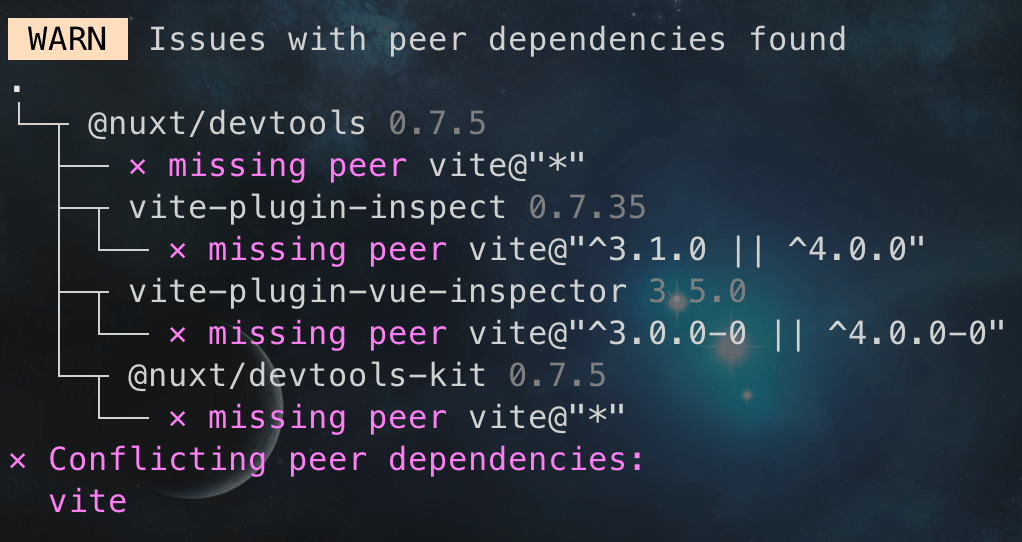 Issues with peer dependencies found
