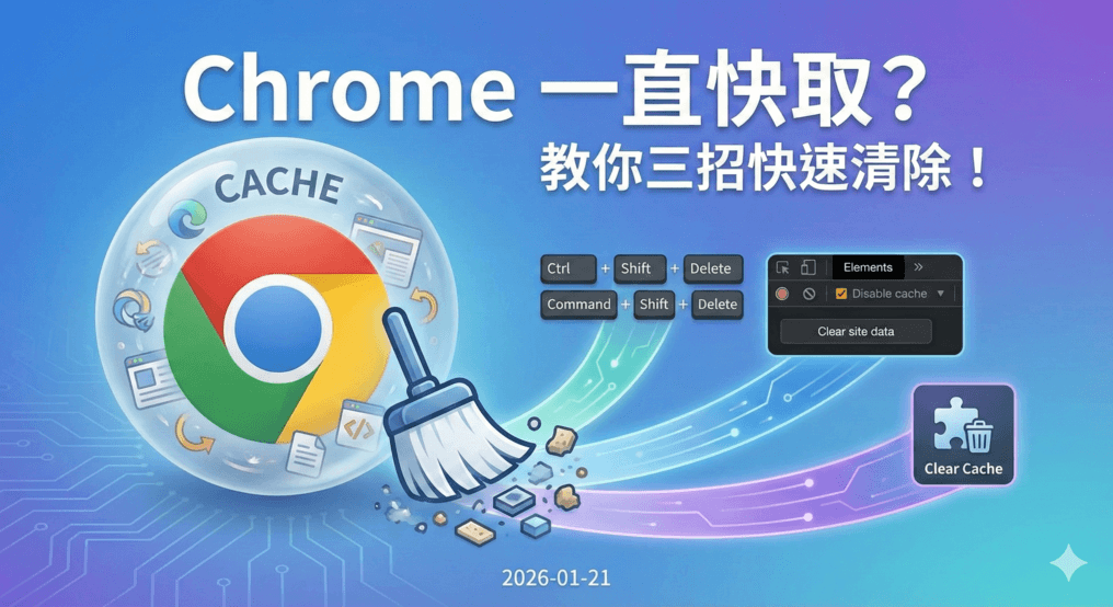Chrome 一直快取（Cache）資料？教你三招快速清除！