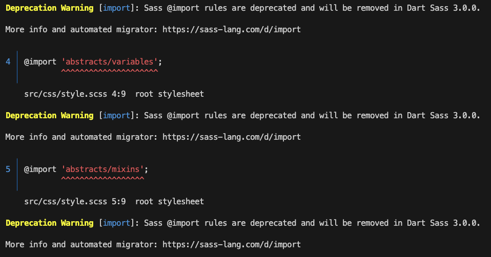 Sass @import 棄用警告