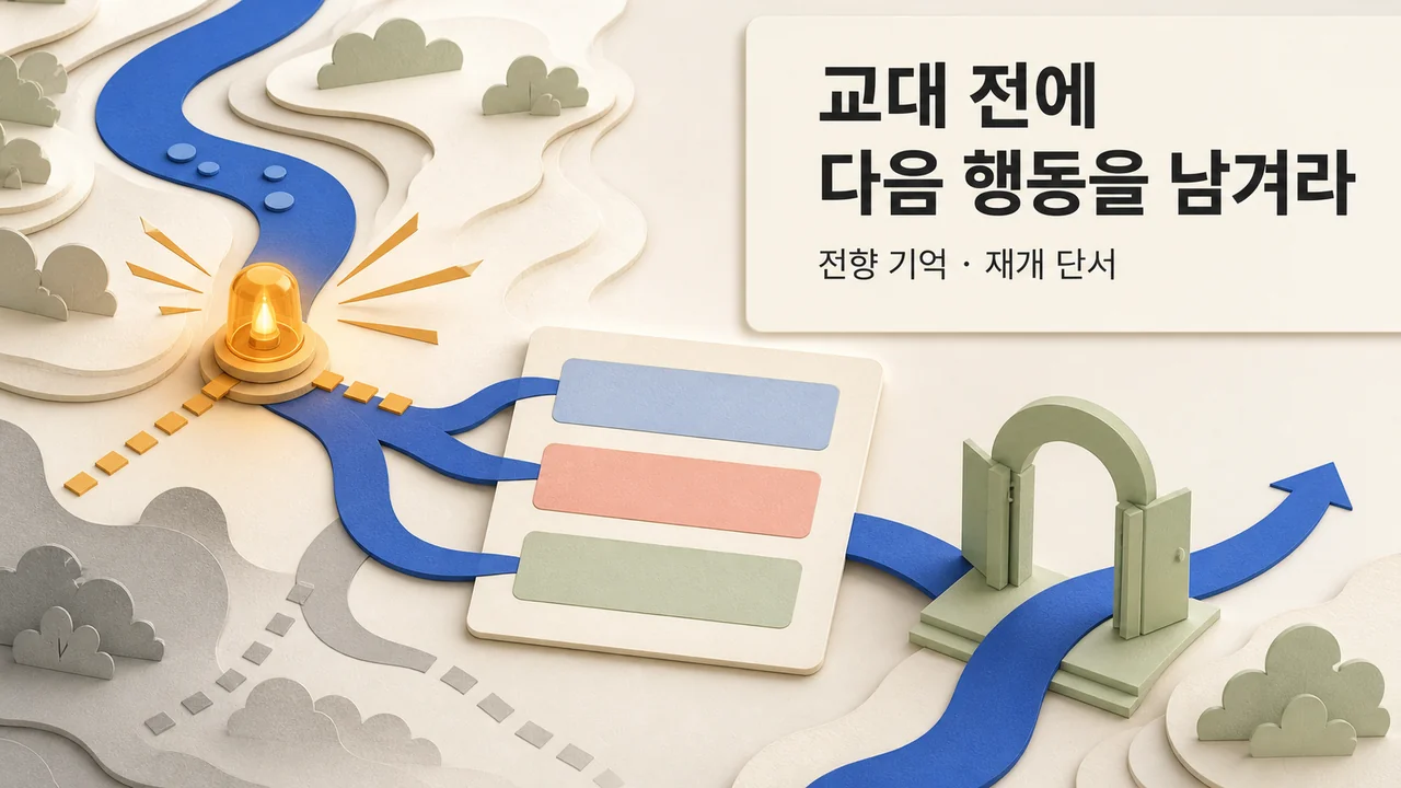 교대 직전 다음 행동을 남기는 전향 기억 설계
