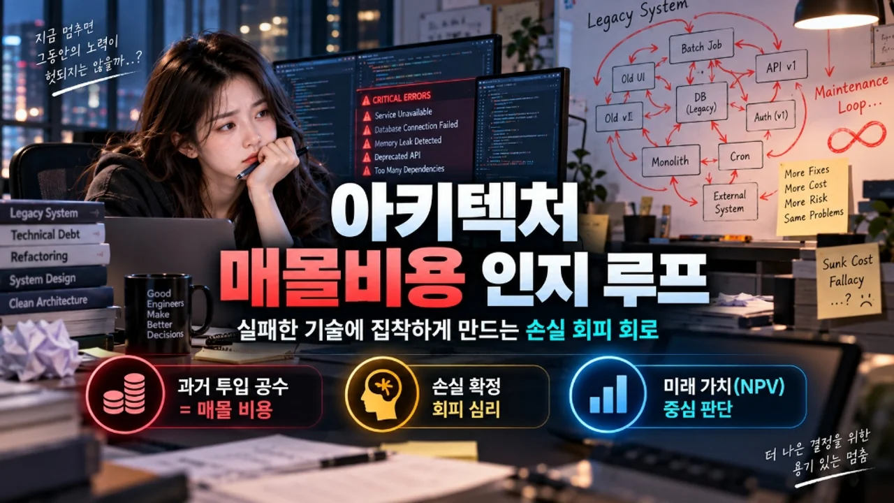 실패한 아키텍처에 집착하게 만드는 '매몰 비용 편향' 인지 회로와 기술 폐기(Sunsetting) 의사결정 프로토콜 설계
