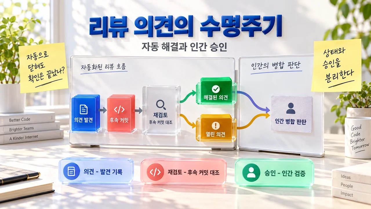 Copilot 코드 리뷰 의견 수명주기와 검증 경계 설계