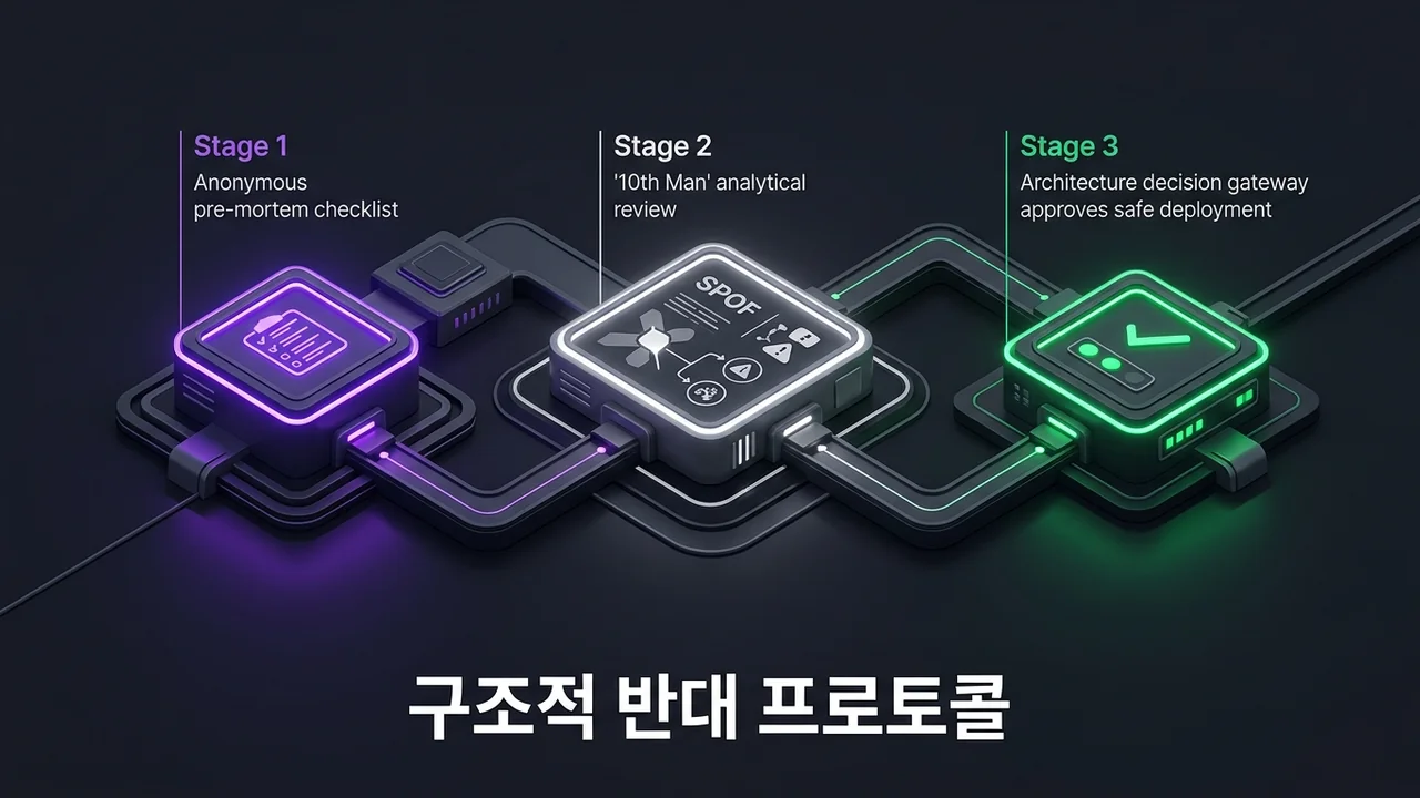 비동기 프리모텀 모듈과 제10의 사나이 분석 노드 및 아키텍처 결정 게이트웨이가 연계된 3단계 구조적 반대 프로토콜 시각화