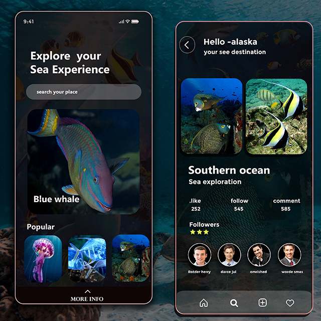Seaanimals Animals Lovers Socail App UI