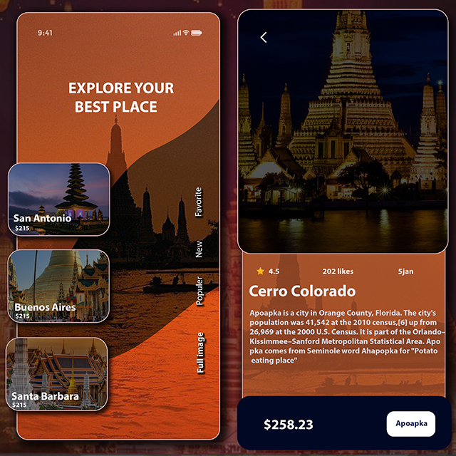 Travel Destination Listing UI