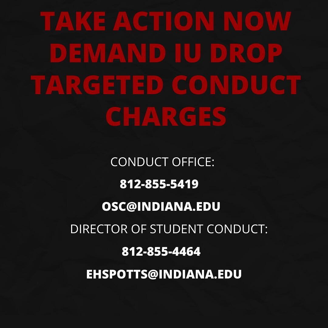 Take Action and Demand IU Drop Targeted Conduct Charges