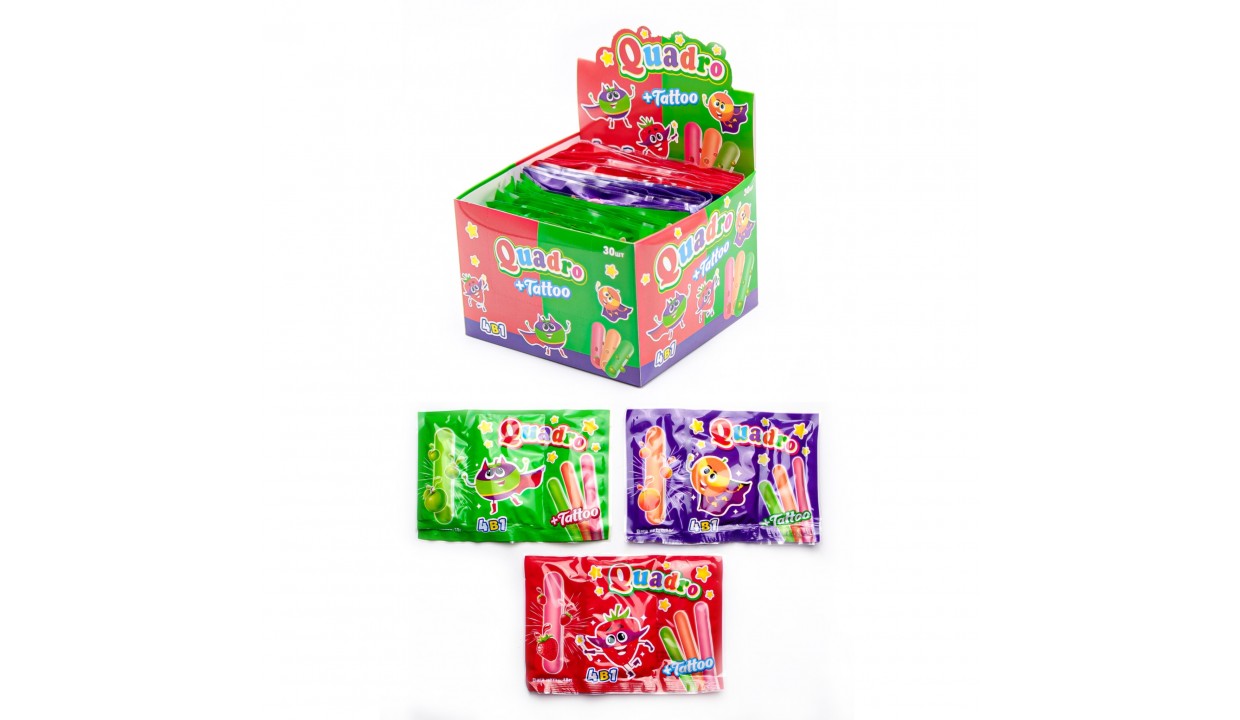 Жуйка Квадро пудра+тату 4в1 18г 30шт/уп