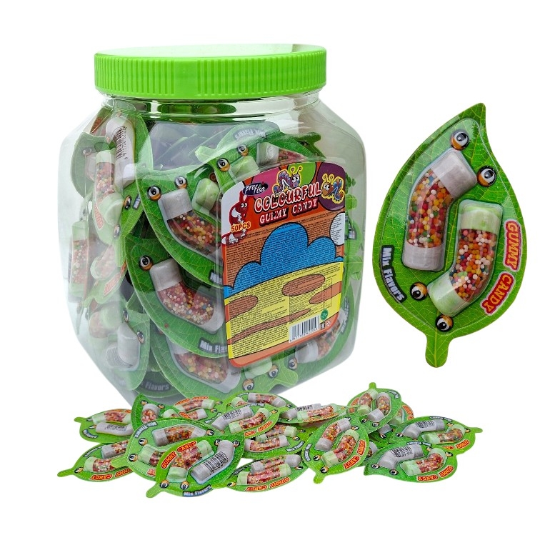 Желейна цукерка-червяк ColourFul Gummy Candy/банка