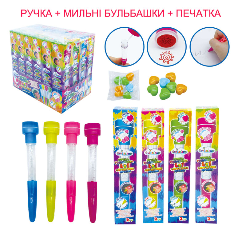 Ручка розваж.4в1+драже