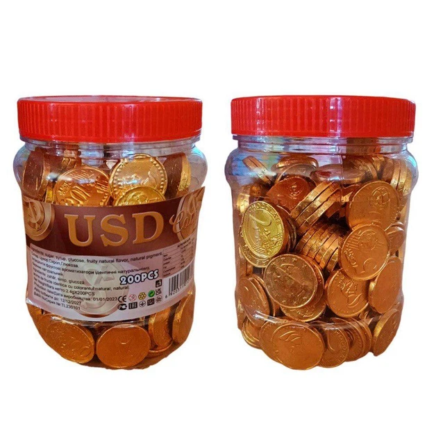 Монети USD банка шоколад/банка