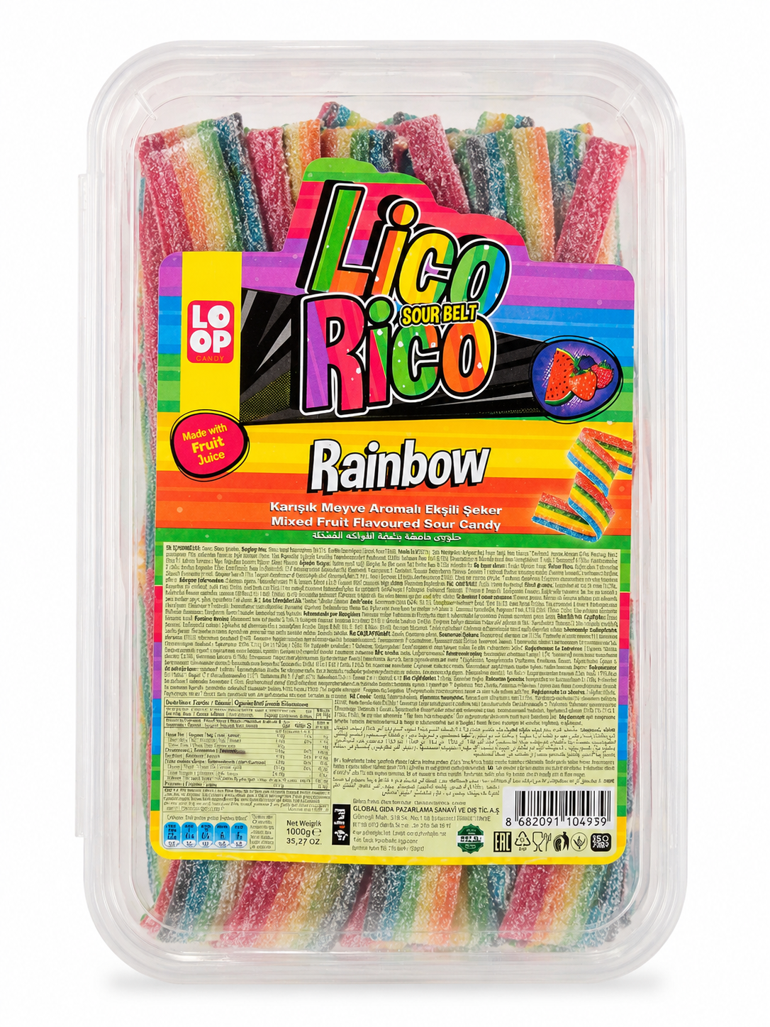 Мармеладна стрічка Lico- Rico у цукрі 150шт/уп