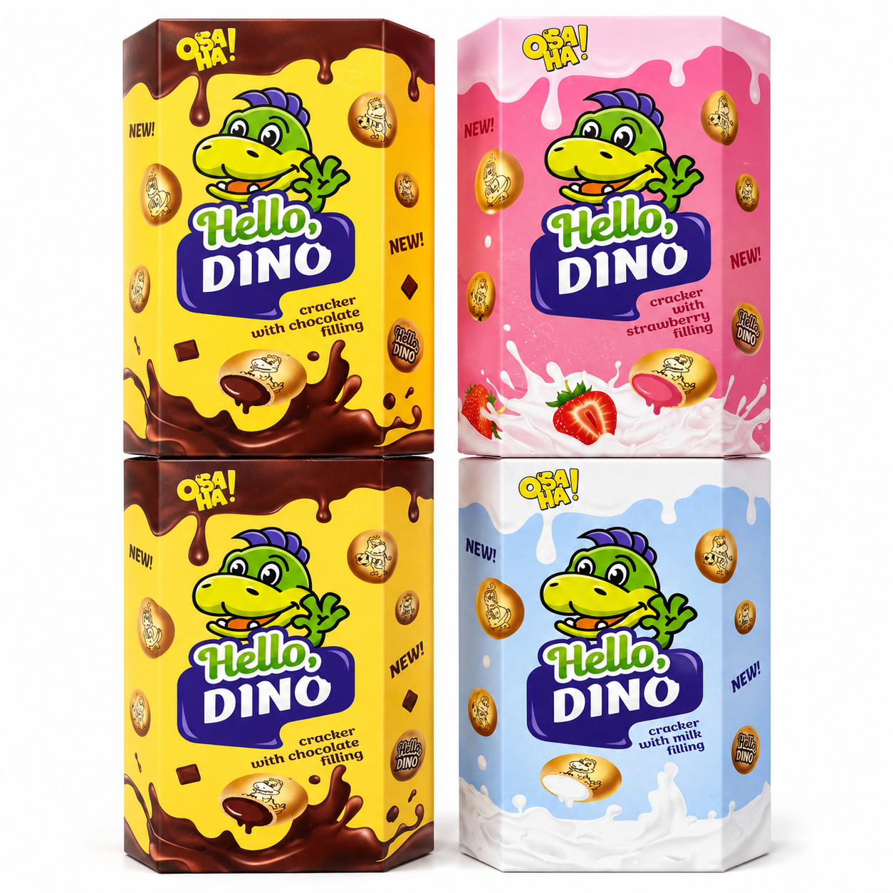 Крекер з начинкою Hello Dino 50г/18шт Оба-НА