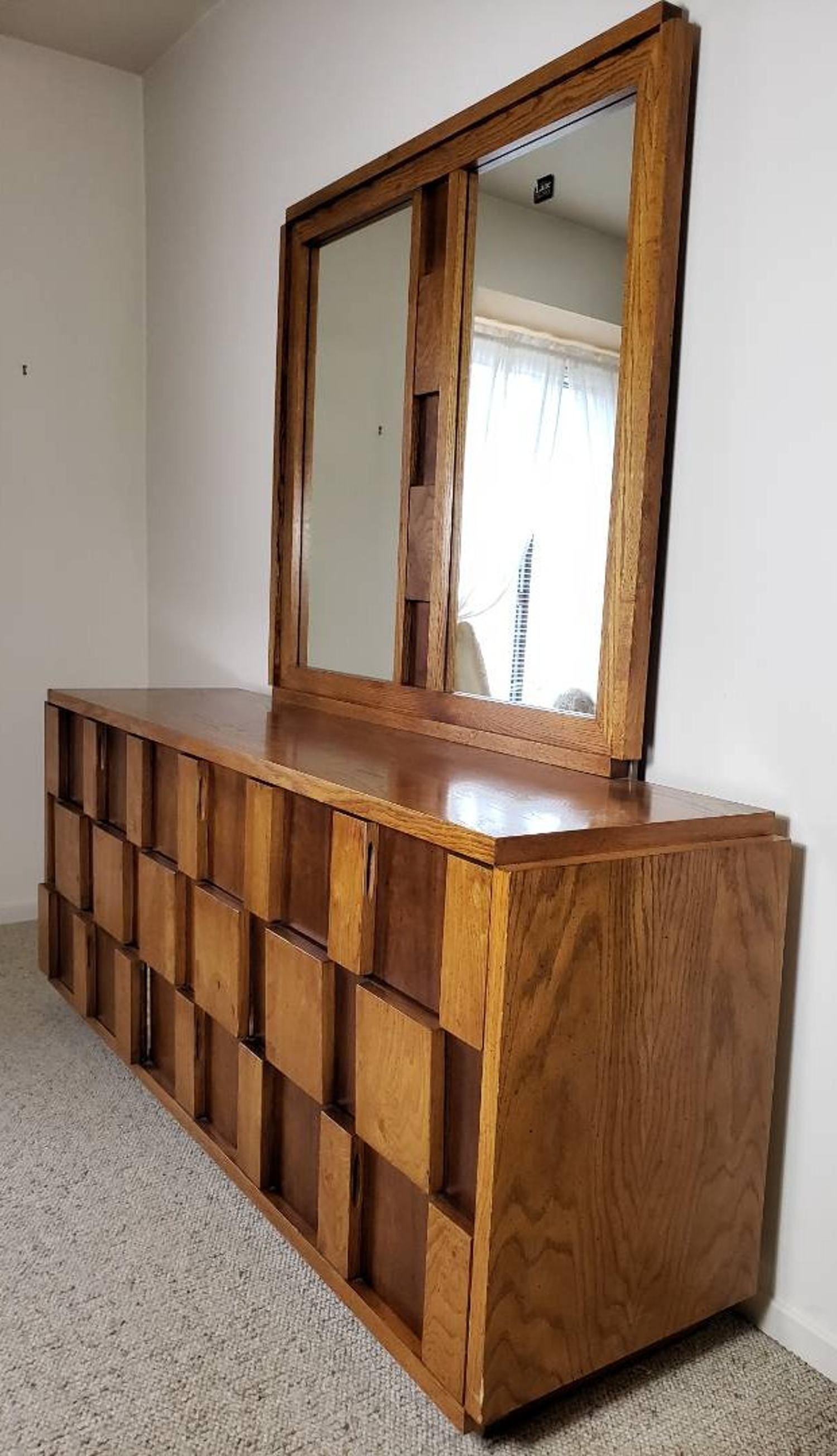 Free Delivery - MCM Mid Century Modern Lane Cubist Triple Dresser With Mirror  Image #2 | Ivy Store