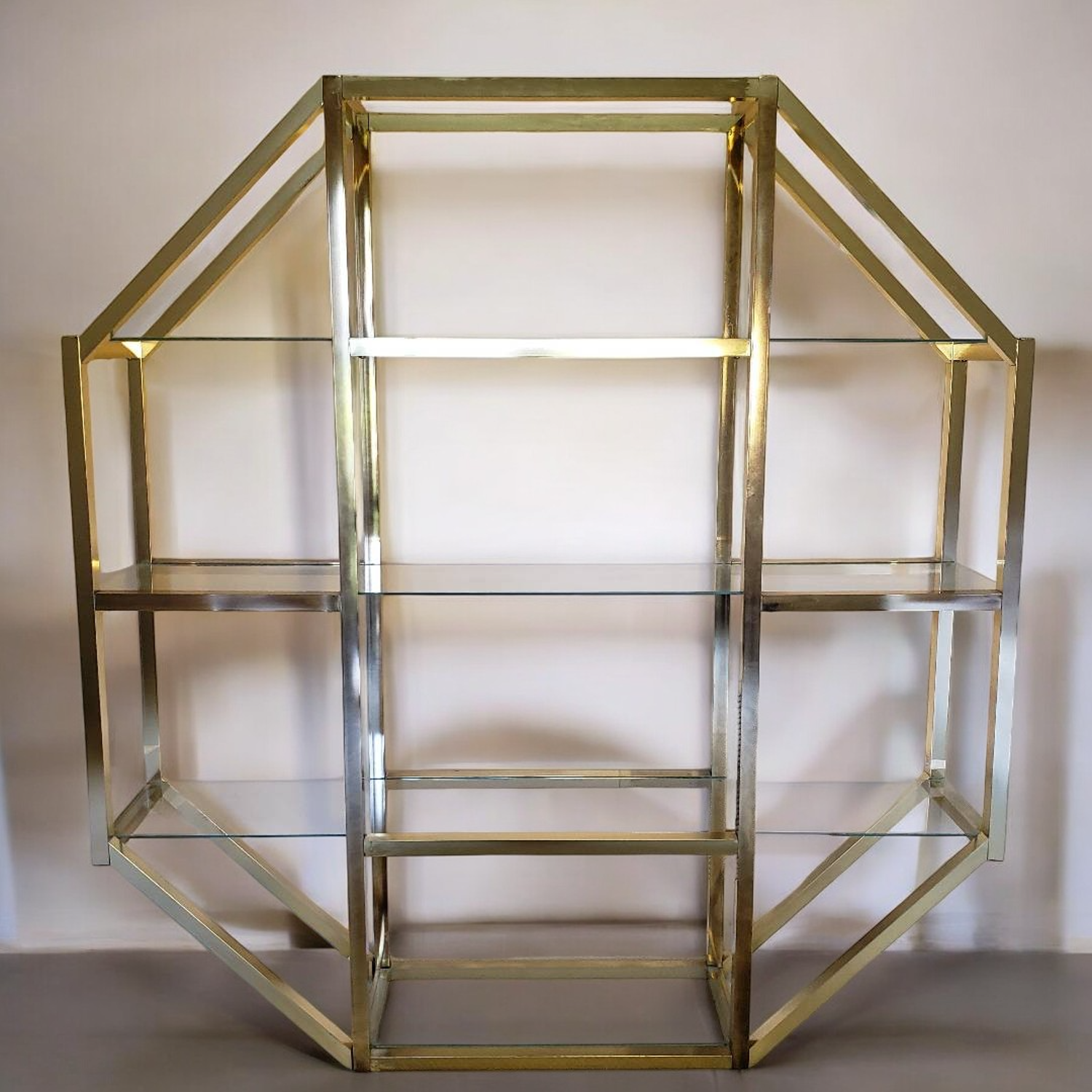 Free Delivery - Gold-Tone Metal & Glass Octagonal Etagere Image #1 | Ivy Store