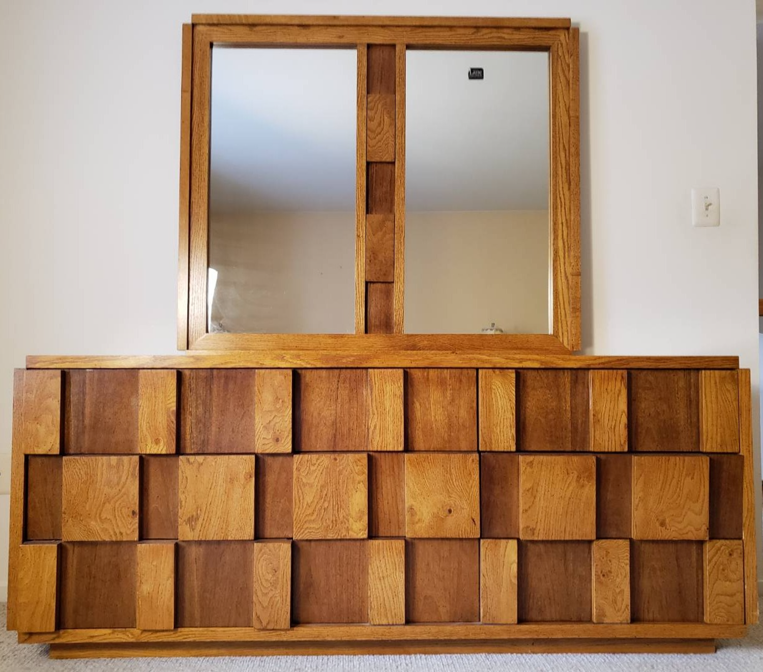 Free Delivery - MCM Mid Century Modern Lane Cubist Triple Dresser With Mirror  Image #1 | Ivy Store