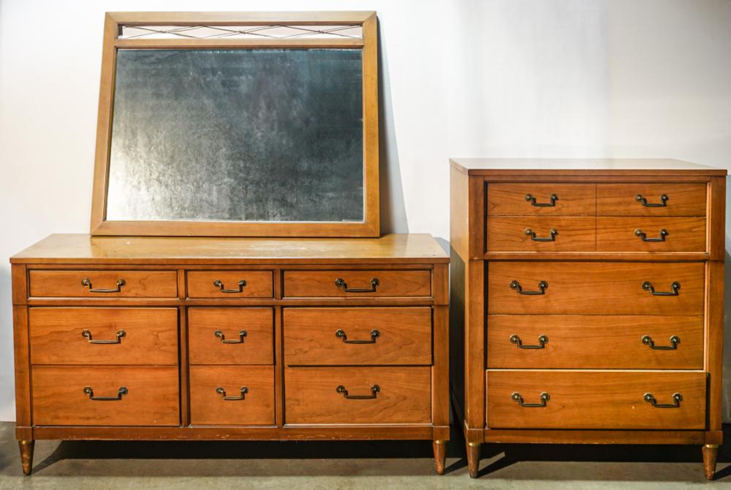 Free Delivery -  Century Furniture Cherry Triple Dresser with Mirror and Chest of Drawers Image #1 | Ivy Store