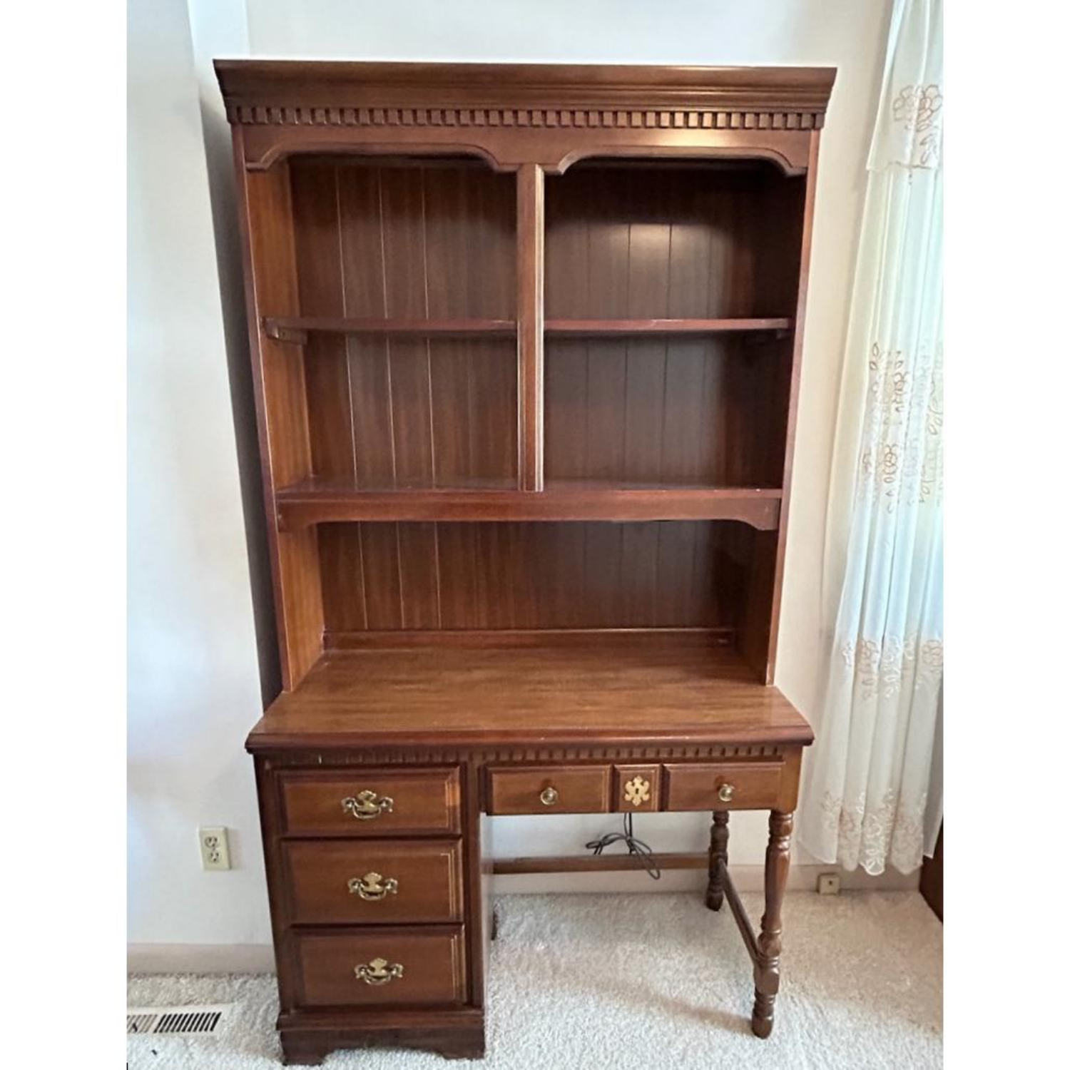 Free Delivery - Bassett Solid Wood Vintage Furniture Set - Hutch, Nightstand, Chair, Desk Image #2 | Ivy Store