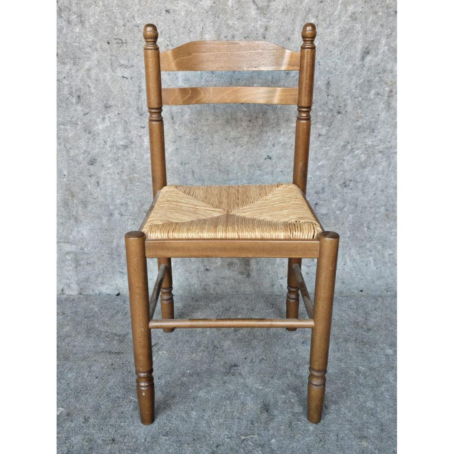 Free Delivery - 5 Vintage Wood & Rush Seat Dining Chairs image | Ivy Store