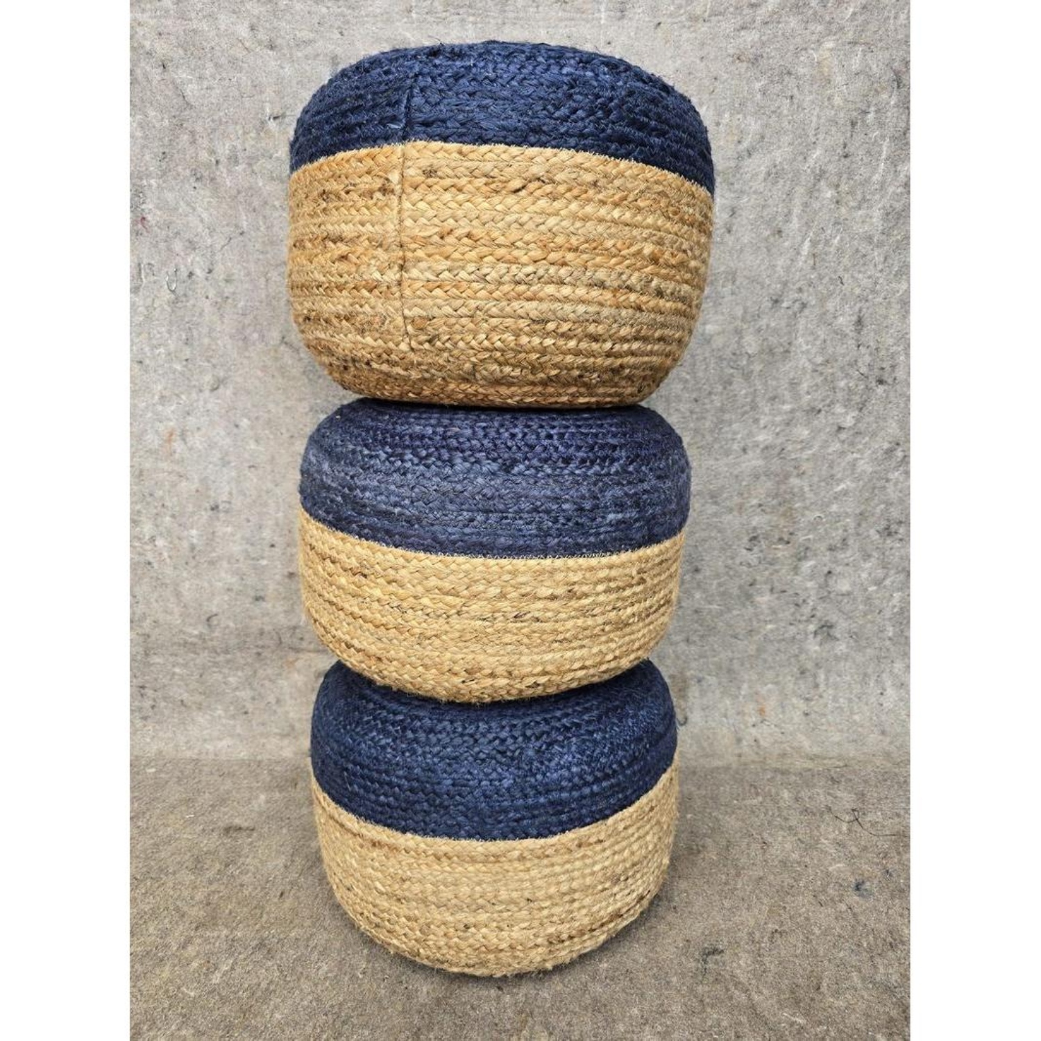 Free Delivery - 3 Sisal Bicolor Ottomans Poofs Hippie Boho Image #2 | Ivy Store