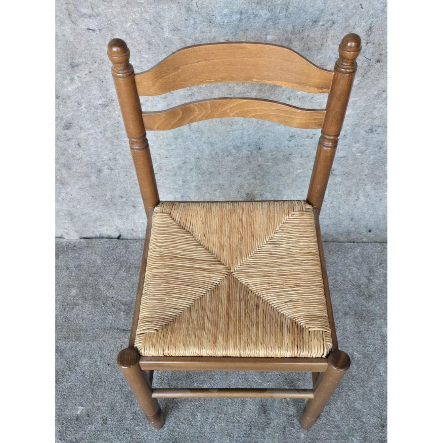 Free Delivery - 5 Vintage Wood & Rush Seat Dining Chairs image | Ivy Store