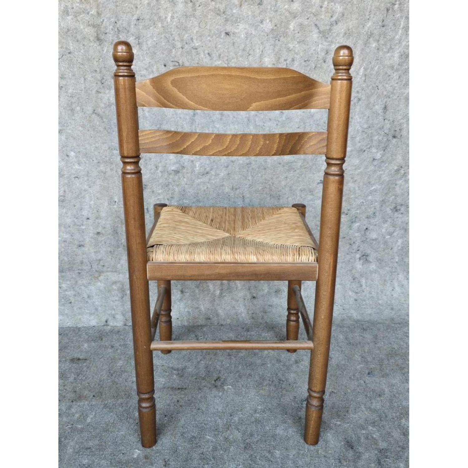 Free Delivery - 5 Vintage Wood & Rush Seat Dining Chairs image | Ivy Store