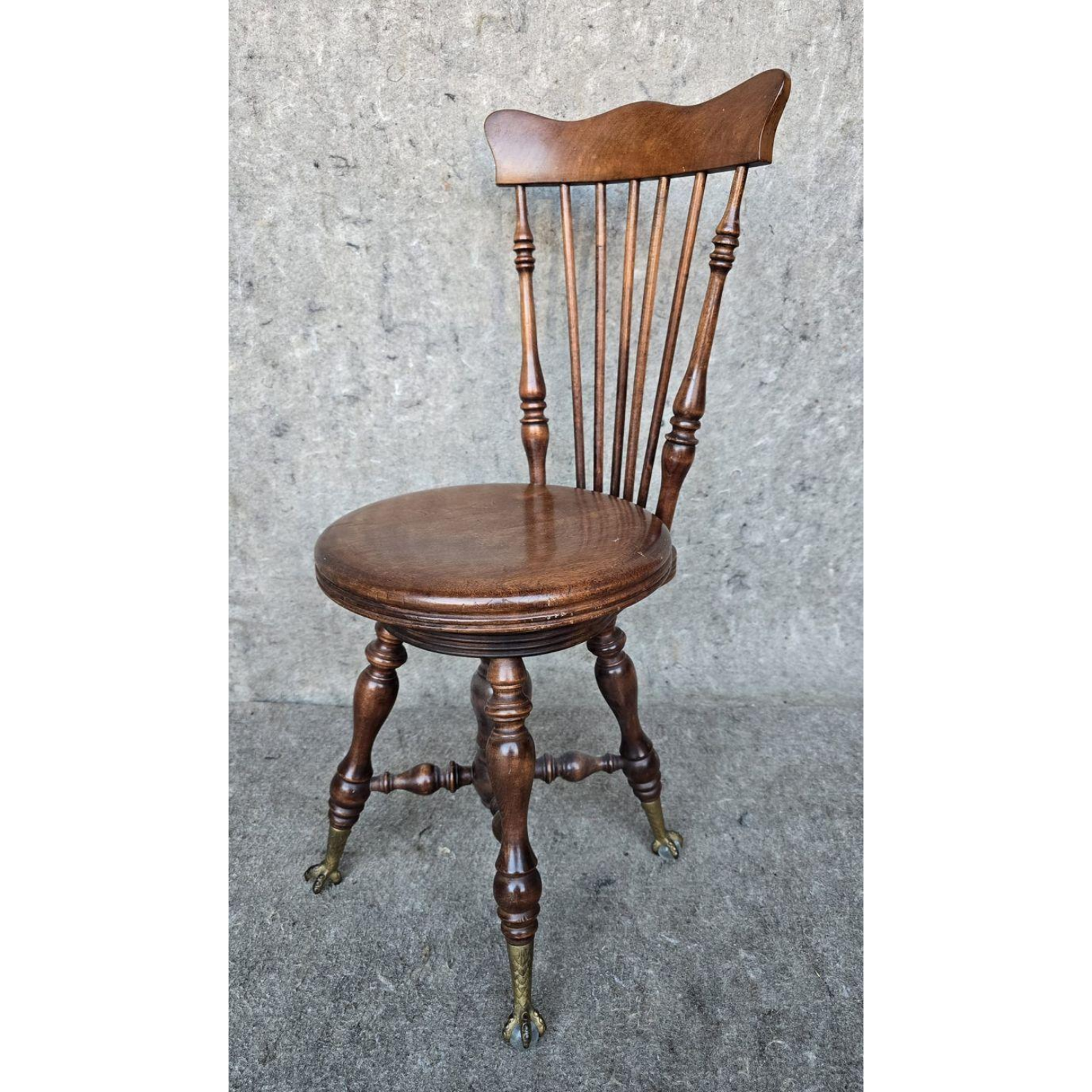 Free Delivery - Antique Wood Swivel Piano Stool Side Spindle Back Chair  Image #1 | Ivy Store