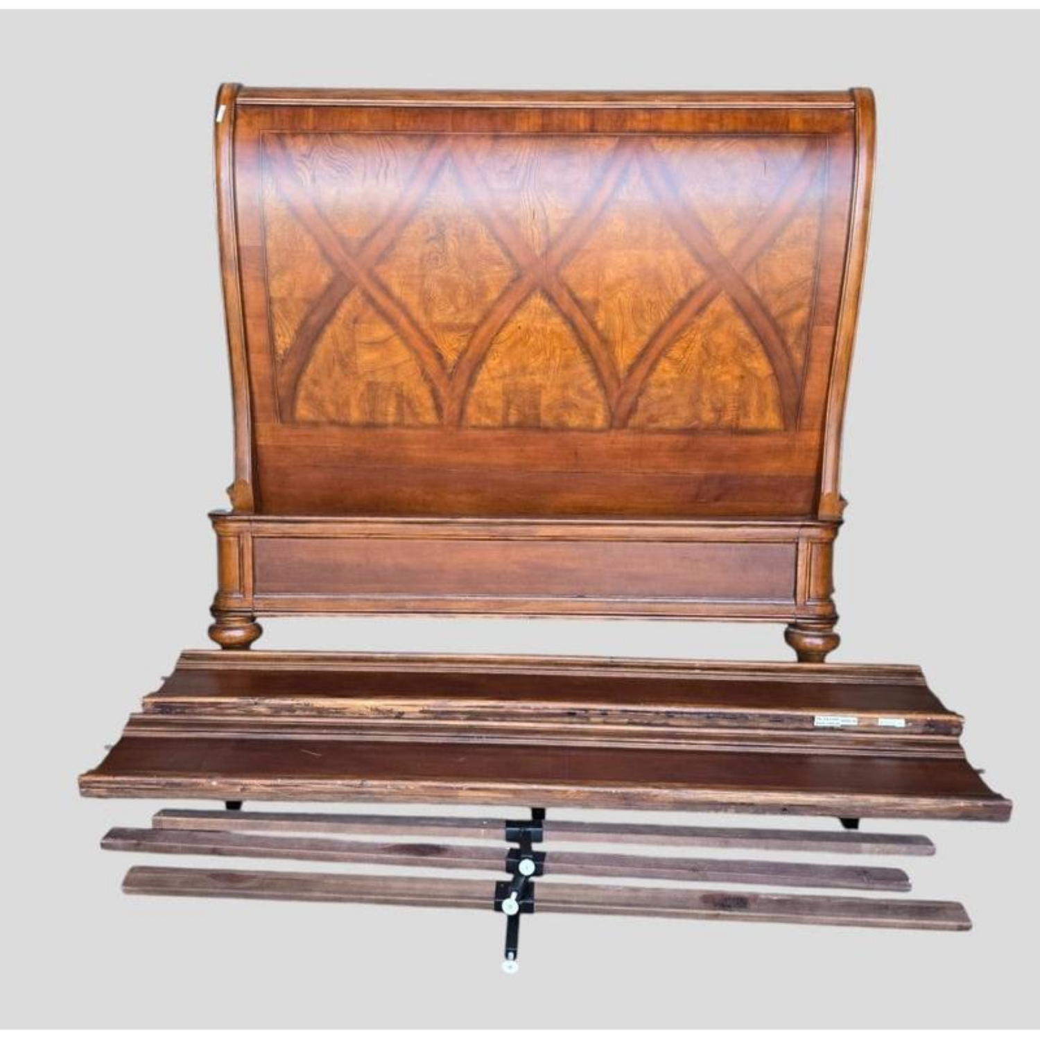 Free Delivery - Wonderful High End Inlaid Wood Sleigh Bed with Rails Image #2 | Ivy Store