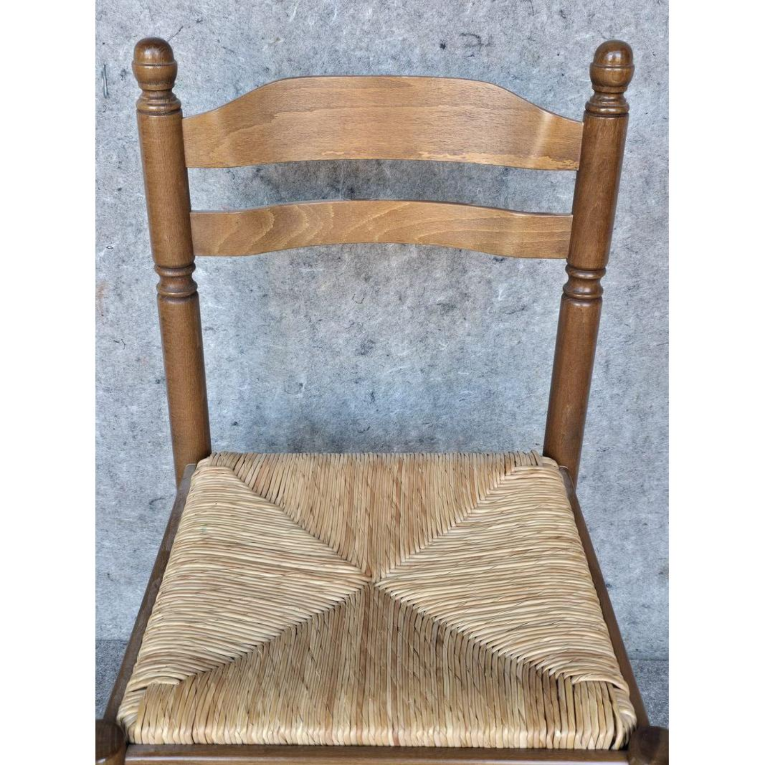 Free Delivery - 5 Vintage Wood & Rush Seat Dining Chairs image | Ivy Store