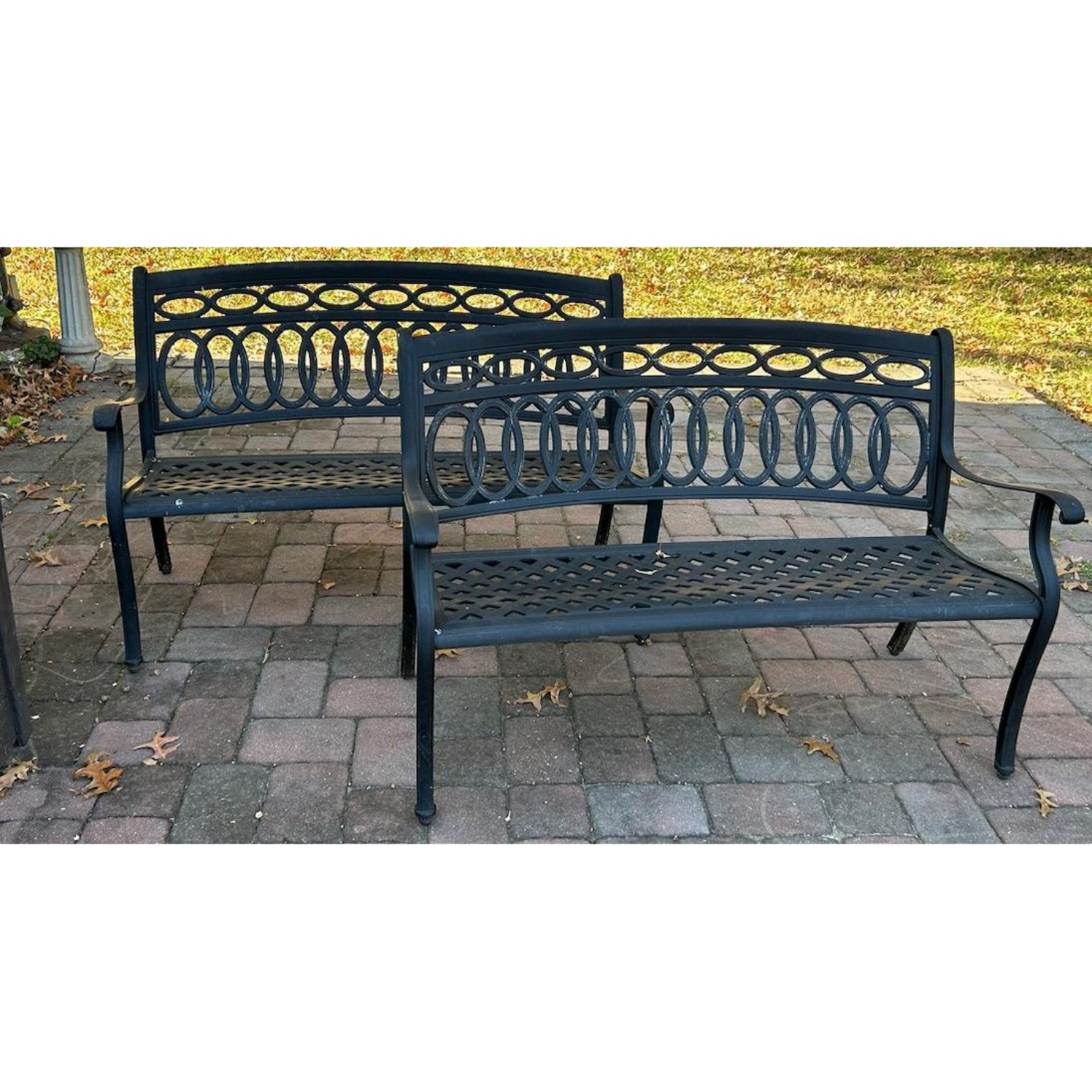 Free Delivery - 2 Cast Iron Outdoor Patio Benches Image #1 | Ivy Store