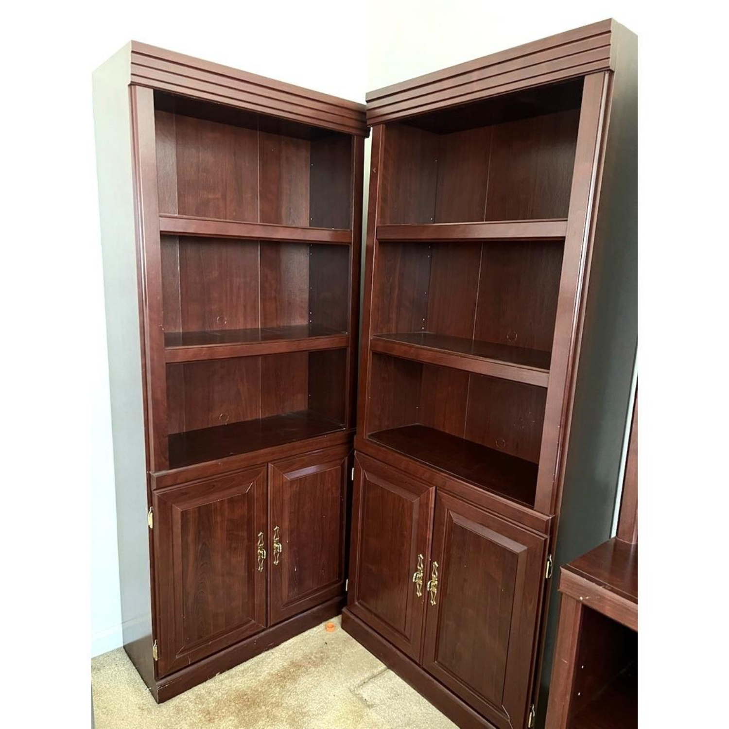 Free Delivery - 2 Tall Dark Finish Bookshelves / Cabinets Image #1 | Ivy Store