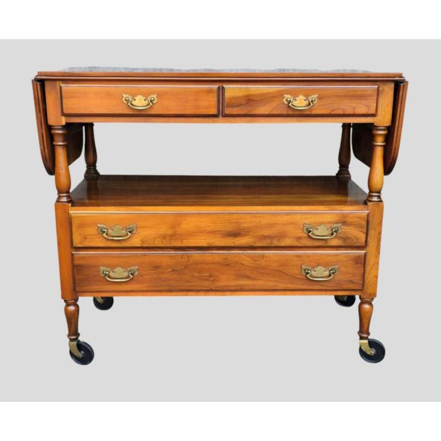 Free Delivery - 20th C Statton Trutype Americana Rolling Dropleaf Wood Tea Cart  Image #1 | Ivy Store