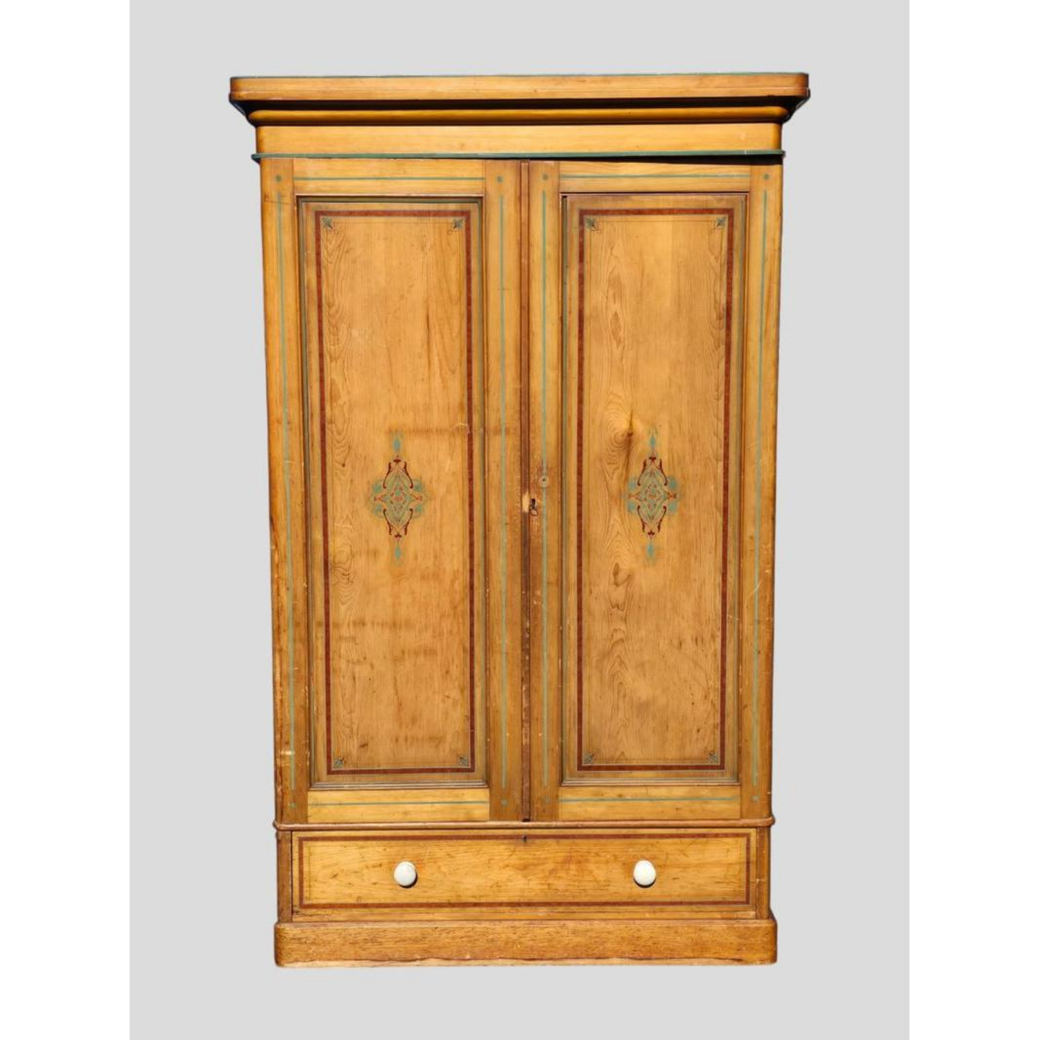 Free Delivery - Lovely Antique European Hand Painted Wood Armoire Closet Image #1 | Ivy Store