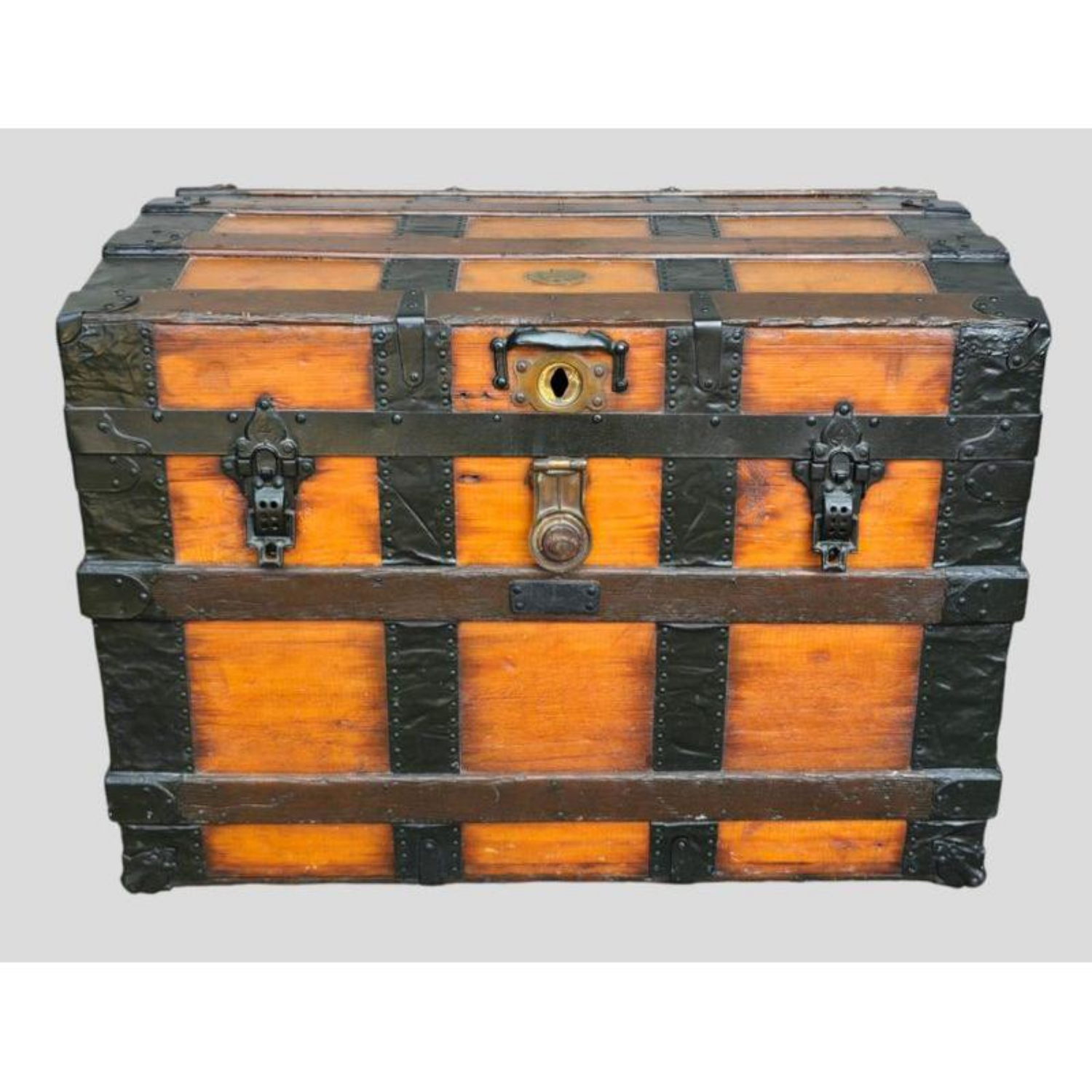 Free Delivery - Antique JAMES S. TOPHAN Wood and Metal Storage Chest Trunk  Image #1 | Ivy Store