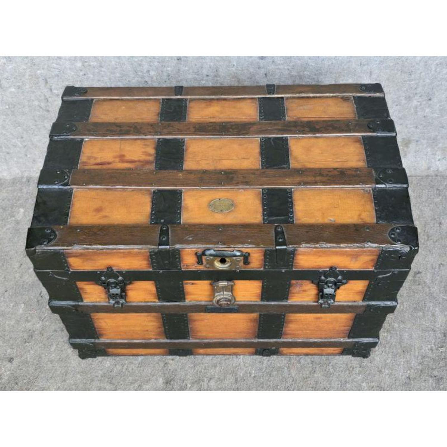 Free Delivery - Antique JAMES S. TOPHAN Wood and Metal Storage Chest Trunk  Image #2 | Ivy Store