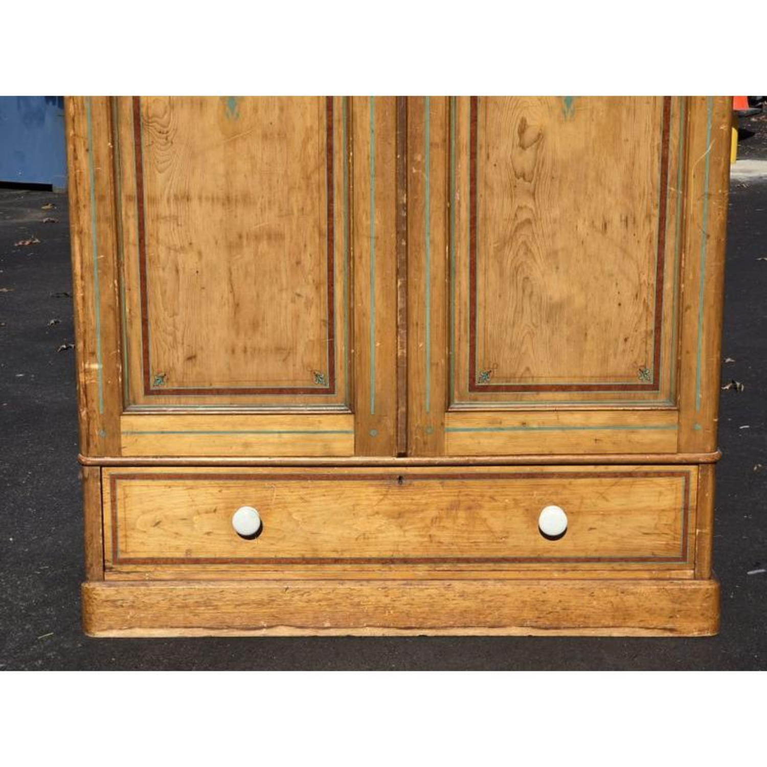 Free Delivery - Lovely Antique European Hand Painted Wood Armoire Closet Image #2 | Ivy Store