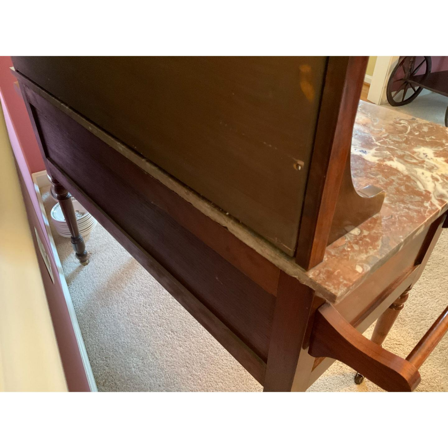Free Delivery - Antique Marble Top Wash Stand Console Table image | Ivy Store