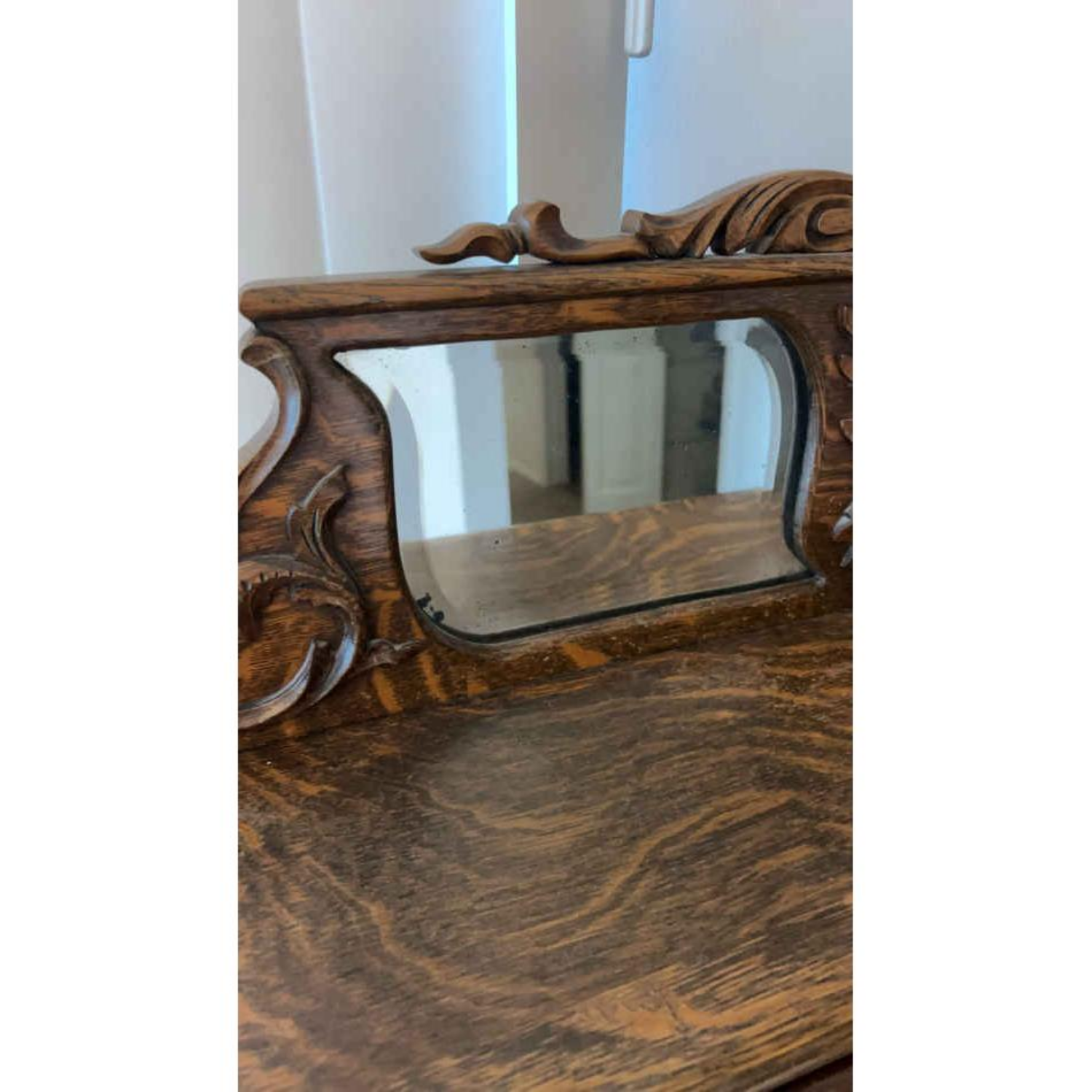 Free Delivery - Gorgeous Antique Tiger Wood Carved Secretary Desk Image #2 | Ivy Store