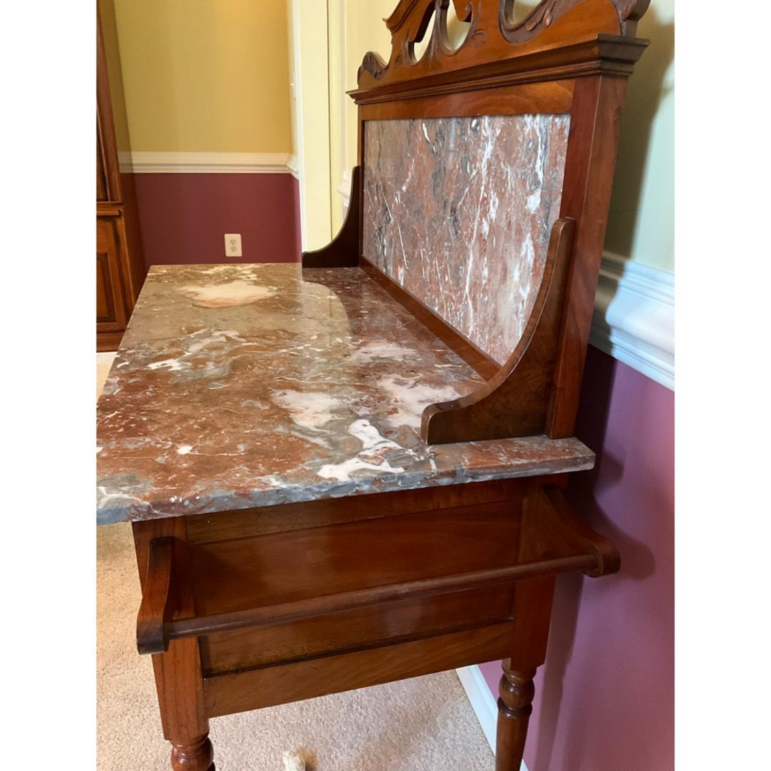 Free Delivery - Antique Marble Top Wash Stand Console Table image | Ivy Store
