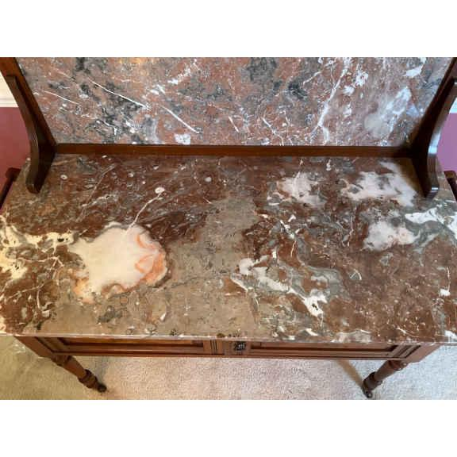 Free Delivery - Antique Marble Top Wash Stand Console Table image | Ivy Store