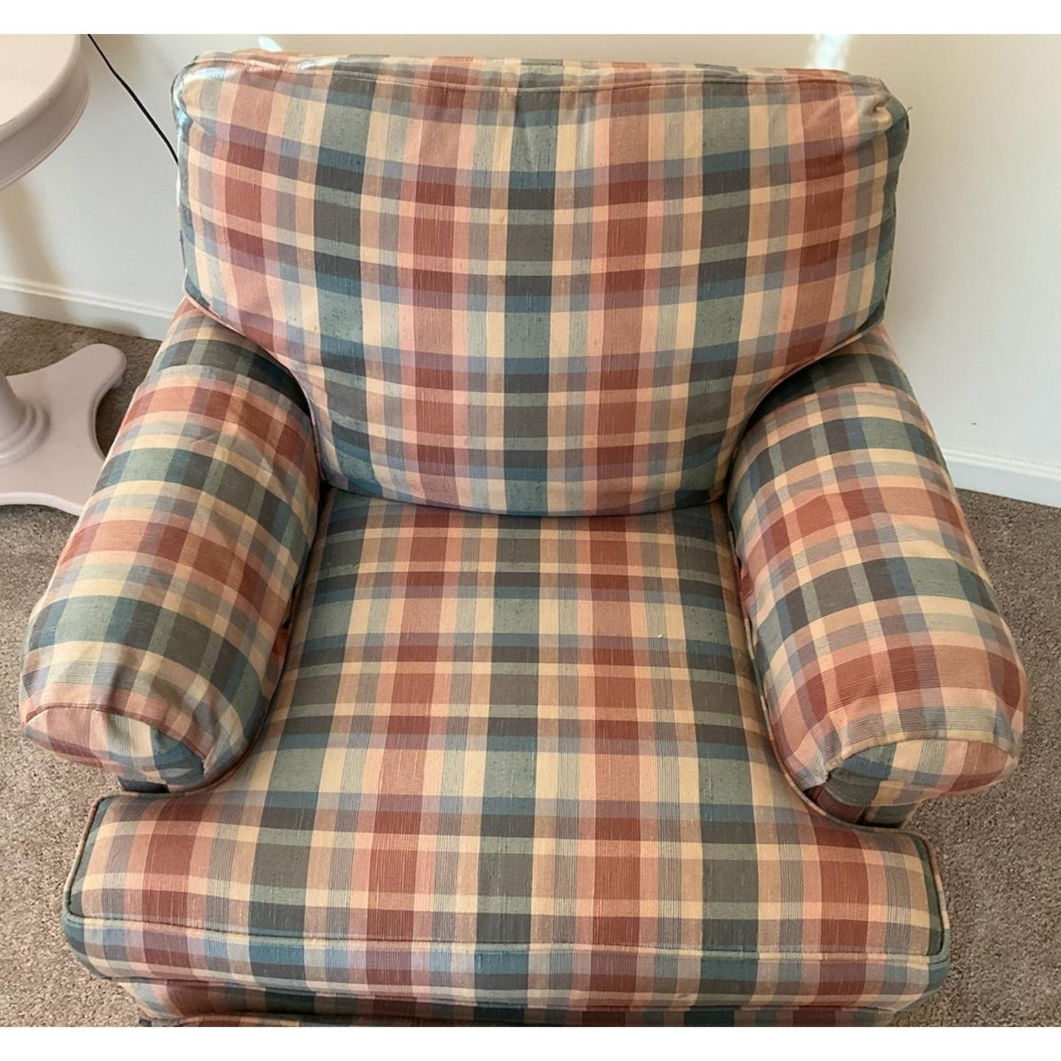 Free Delivery - King Hickory Plaid Comfy Armchair & Ottoman Image #2 | Ivy Store