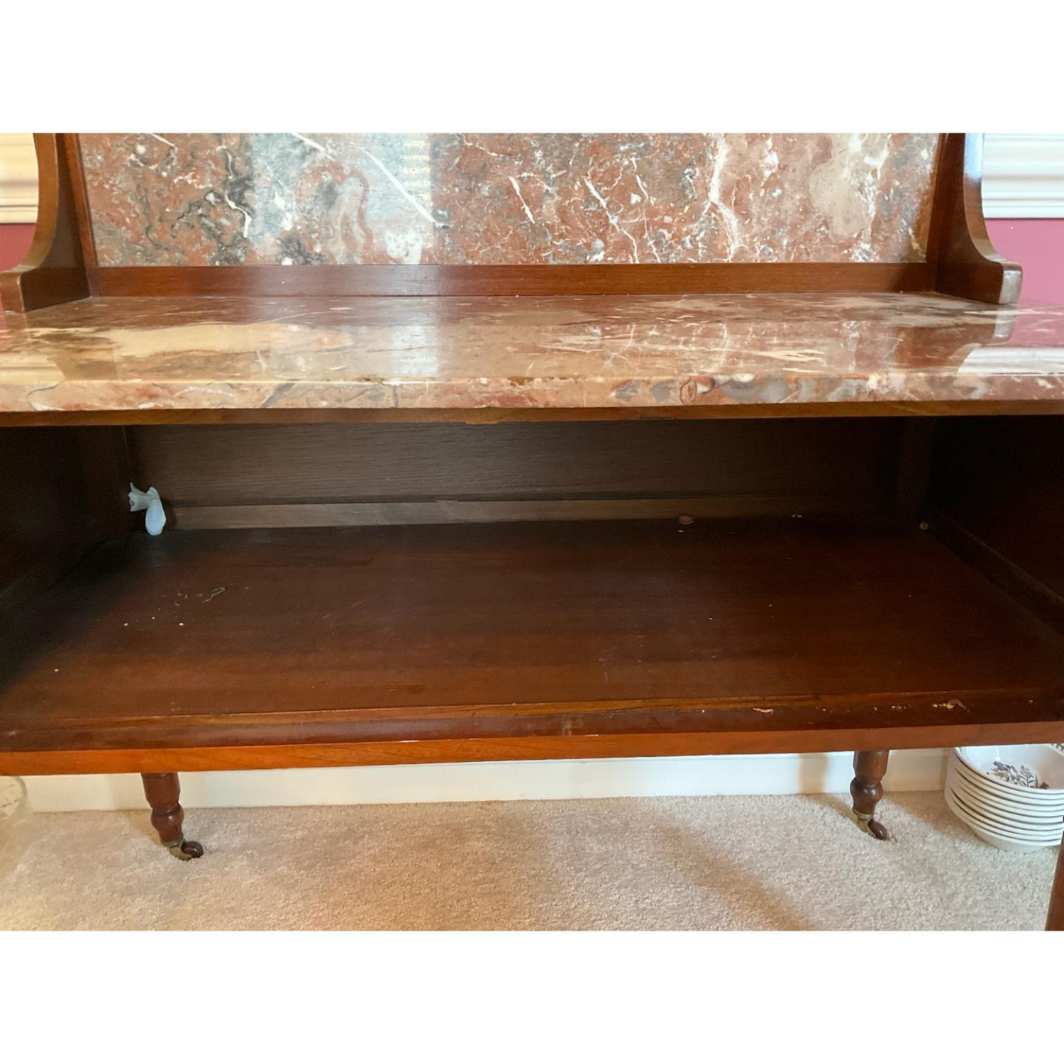 Free Delivery - Antique Marble Top Wash Stand Console Table image | Ivy Store