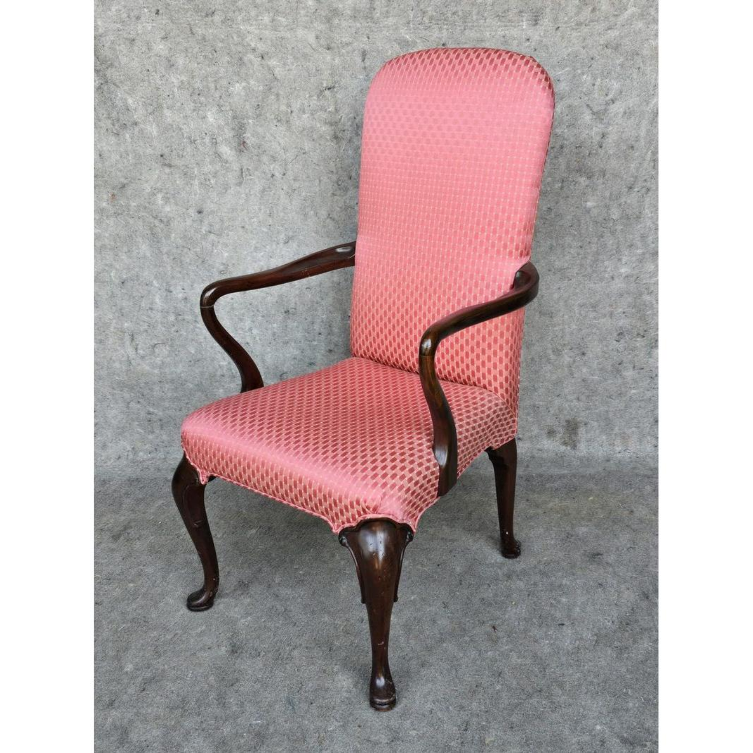 Free Delivery - 8 Vintage Queen Anne Style Wood andSilk Upholstered Dining Chairs Image #2 | Ivy Store