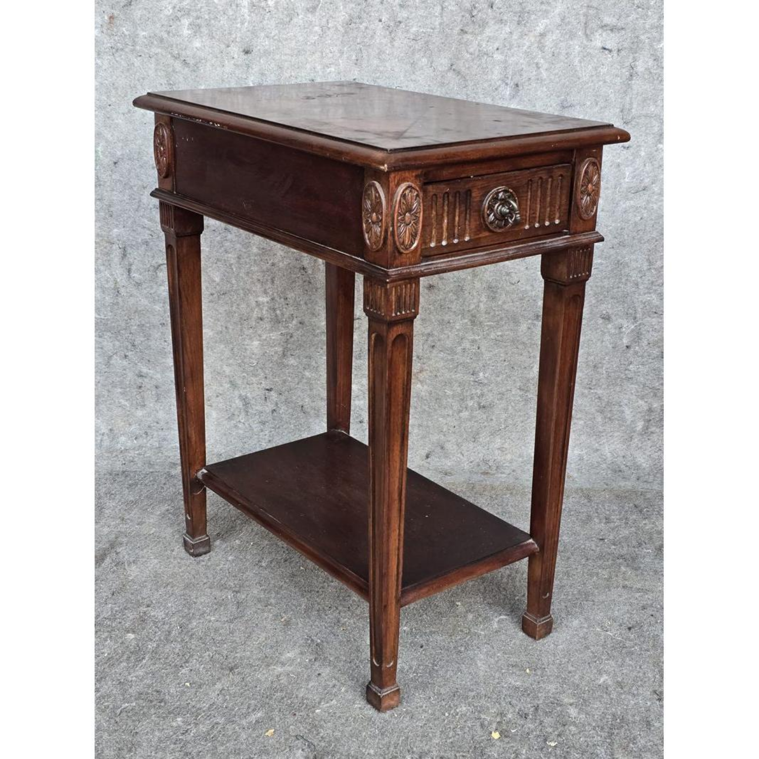 Free Delivery - Pair HEKMAN Vintage Wood Side Tables 1 Drawer Image #2 | Ivy Store