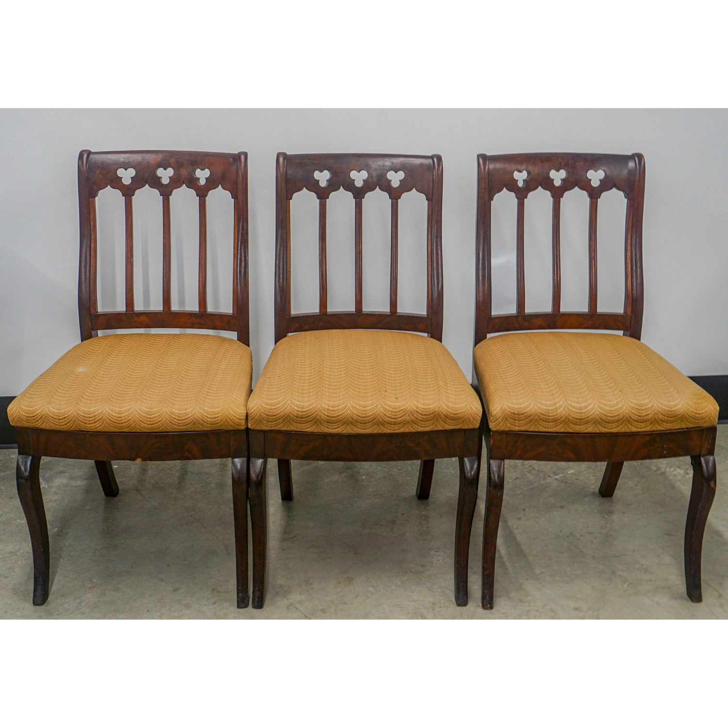 Free Delivery - Three Edwardian Mahogany and Upholstered Seat Side Chairs Image #1 | Ivy Store