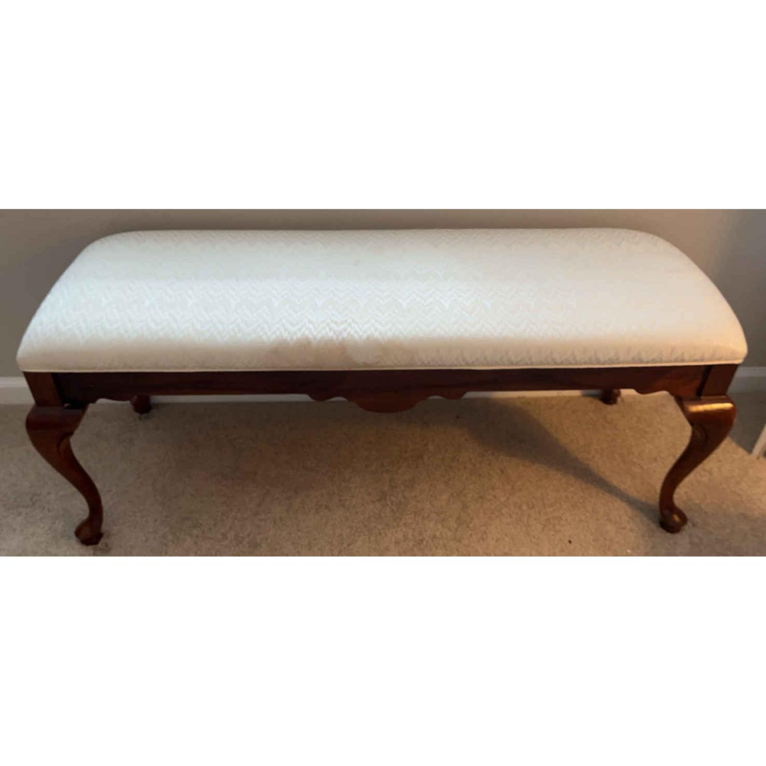 Free Delivery - Dixie Furniture Cream-Tone Upholstered Wooden Bench Image #1 | Ivy Store