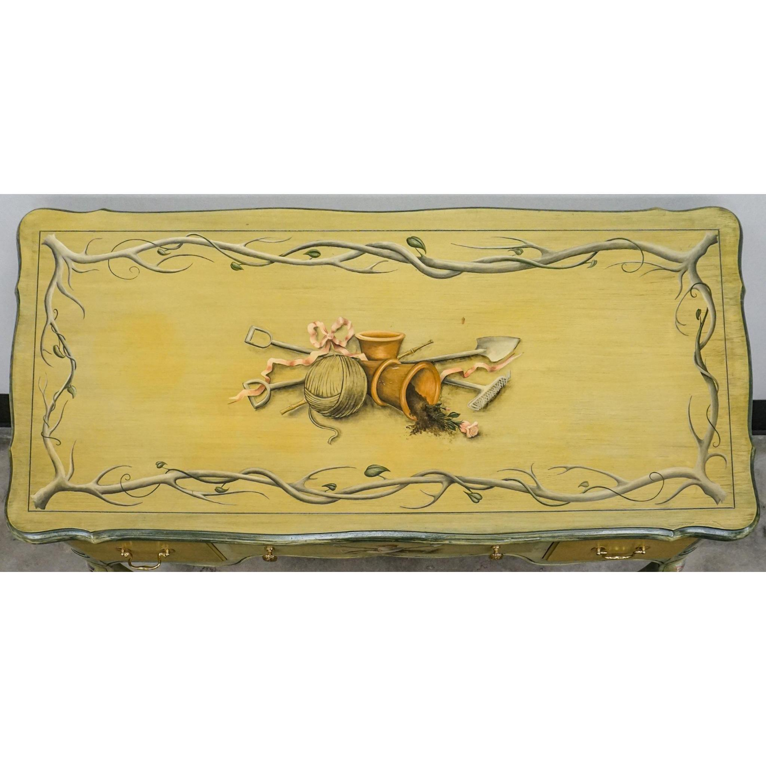 Free Delivery - Provincial Style Enamel Decorated Desk Image #2 | Ivy Store
